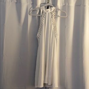 Lulu’s white lace detail high neck dress